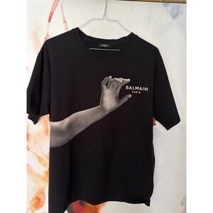 Balmain Paris Statue Logo Graphic T-Shirt - Black - Large